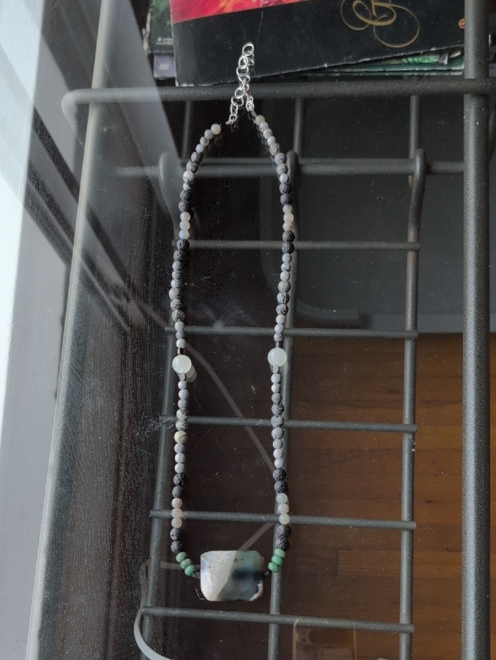Moss Agate Pendant Mixed Natural Stone Necklace